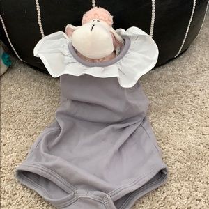 Petite Coo gray ruffles onesie